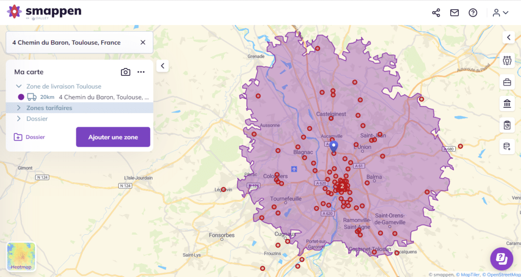 localisation des données clients avec les adresses de livraisons sur la carte