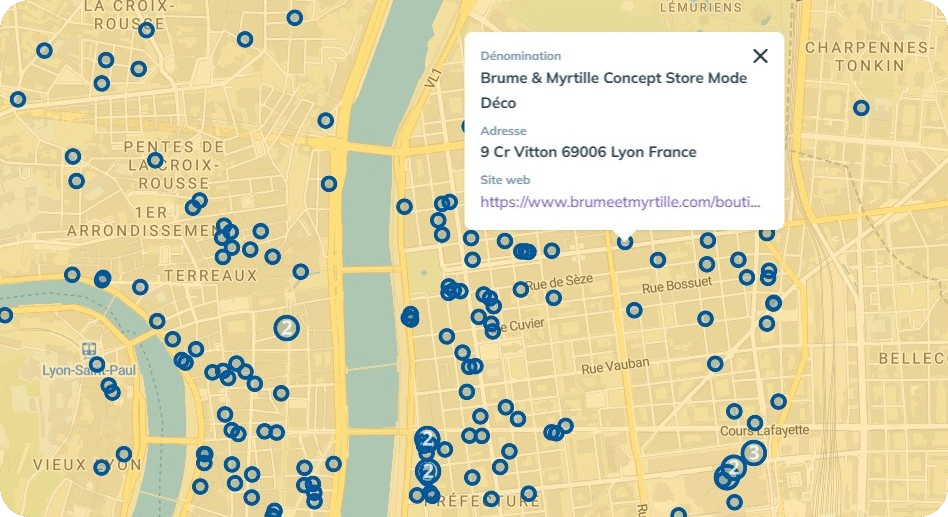 visualisation des données CRM sur la carte Smappen, grâce à l'intégration HubSpot Smappen