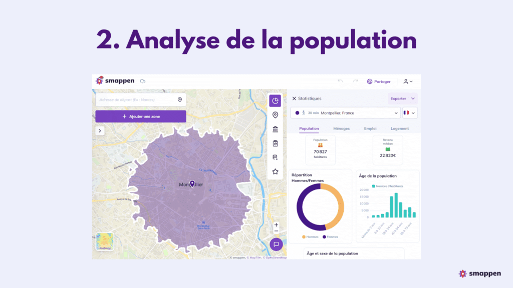 Modèle analyse zone de chalandise - 2025 population