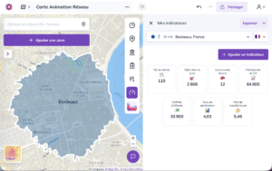 Interface de Smappen avec indicateurs pour les animateurs réseau de franchise